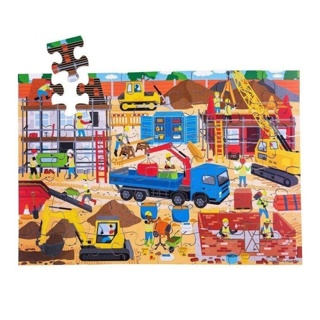 Construction Wooden Floor Puzzle, 48 Pieces