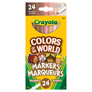 Crayola Colours of the World Multicultural Fine Line Washable Markers, Set of 24