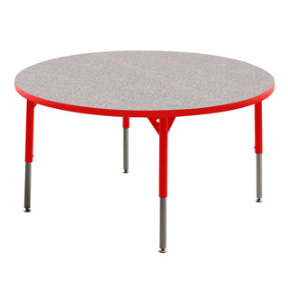 Aktivity Adjustable Table, 36", Round, Grey with Red, 17"-25" High