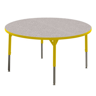 Aktivity Adjustable Table, 36", Round, Grey with Yellow, 17"-25" High