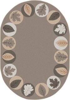 Lively Leaves Rug, 7'8" x 10'9", Oval, Natural