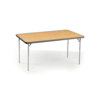 Aktivity Adjustable Table, 24" x 48", Rectangle, Maple with Grey, 22”-30” High