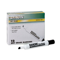 Dry Erase Markers, Wedge Tip, Black, Set of 12