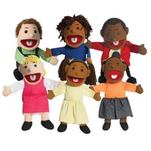 Multiethnic Children Puppets, Set of 6