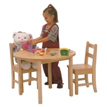Table and Chair Set, 28", Round, Maple, School Age