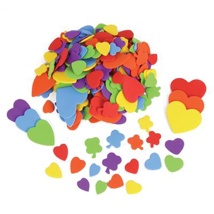 Foam Hearts and Flowers, 250 Pieces
