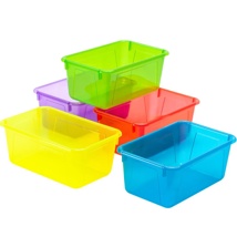 Cubby Bins, Small, Assorted Translucent, Set of 5