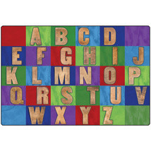 Rustic Wood Literacy Rug, 6' x 9', Rectangle, Primary