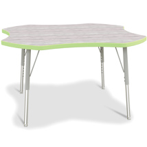 Berries Adjustable Table, 42", Four Leaf, Driftwood with Key Lime, 15"-24" High