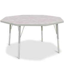 Berries Adjustable Table, 48", Octagon, Driftwood with Grey, 15"-24" High