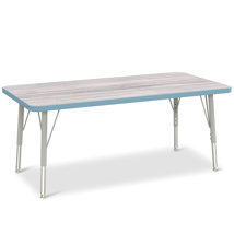 Berries Adjustable Table, 24" x 48", Rectangle, Driftwood with Coastal Blue, 15"-24" High