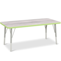Berries Adjustable Table, 24" x 48", Rectangle, Driftwood with Key Lime, 15"-24" High
