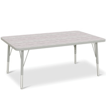 Berries Adjustable Table, 30" x 48", Rectangle, Driftwood with Grey, 15"-24" High