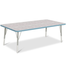 Berries Adjustable Table, 30 x 60", Rectangle, Driftwood with Coastal Blue, 15-24" High