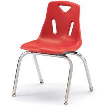 Berries Stacking Chair, Chrome Legs, 16" Seat Height, Red