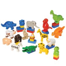 Preschool Building Brick Animal Set, 17 Pieces