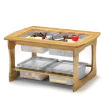 Bamboo Sensory Table with Clear Tubs