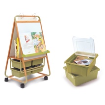 Double-Sided Bamboo Teaching Easel with Lids