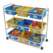 Multi-Purpose Cart with Blue/Yellow Tubs