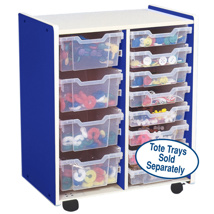 2-Section Mobile Gratnell Tray Storage Unit, Blue