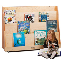 Mobile Library Bookcase with Storage, Solid Hardwood