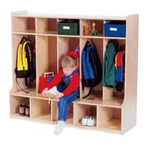 5-Section Locker with Bench Compact, Birch