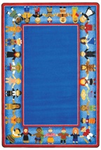 Children of Many Cultures Rug, 5'4" x 7'8", Rectangle, Blue