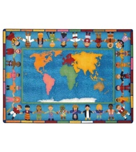 Hands Around The World Rug, 5'4" x 7'8", Rectangle, Primary