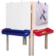 Four Place Easel with Whiteboard, Maple