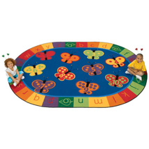KIDSoft 123 ABC Butterfly Fun Rug, 8' x 12', Oval