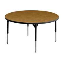 Aktivity Adjustable Table, 48", Round, Golden Oak with Black, 17"-25" High