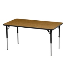 Aktivity Adjustable Table, 24" x 60", Rectangle, Golden Oak with Black, 17"-25" High