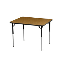 Aktivity Adjustable Table, 30" x 48", Rectangle, Golden Oak with Black, 22”-30” High