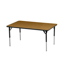 Aktivity Adjustable Table, 30" x 60", Rectangle, Golden Oak with Black, 17"-25" High