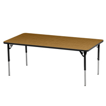 Aktivity Adjustable Table, 30" x 72", Rectangle, Golden Oak with Black, 17"-25" High