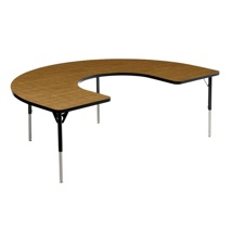 Aktivity Adjustable Table, 36" x 60", C-Shape, Golden Oak with Black, 17"-25" High
