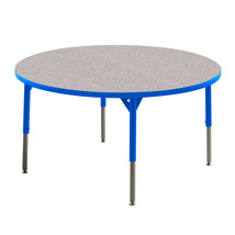 Aktivity Adjustable Table, 36", Round, Grey with Blue, 17"-25" High
