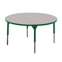 Aktivity Adjustable Table, 36", Round, Grey with Green, 17"-25" High