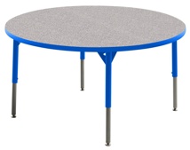 Aktivity Adjustable Table, 48", Round, Grey with Blue, 17"-25" High