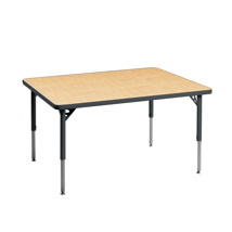 Aktivity Adjustable Table, 30" x 48", Rectangle, Maple with Grey, 17"-25" High