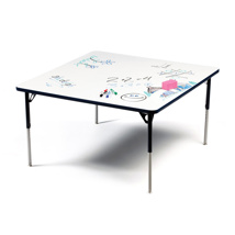 Aktivity Adjustable Marker Board Table, 42" x 42", Square, White with Black, 22”-30” High