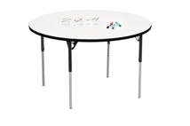 Aktivity Adjustable Marker Board Table, 48", Round, White with Black, 17"-25" High