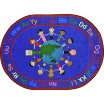 A World of Friends Rug, 7'8" x 10'9", Oval, Primary