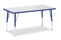 Berries Adjustable Table, 24" x 48", Rectangle, Grey with Blue, 15"-24" High