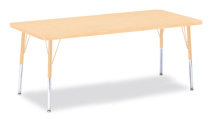 Berries Adjustable Table, 30" x 72", Rectangle, Maple with Maple, 15"-24" High