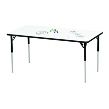 Aktivity Adjustable Marker Board Table, 30" x 48", Rectangle, White with Black, 17"-25" High