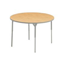 Aktivity Adjustable Table, 48", Round, Maple with Grey, 22”-30” High