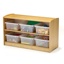 Bamboo Shelving Unit with Clear Tubs